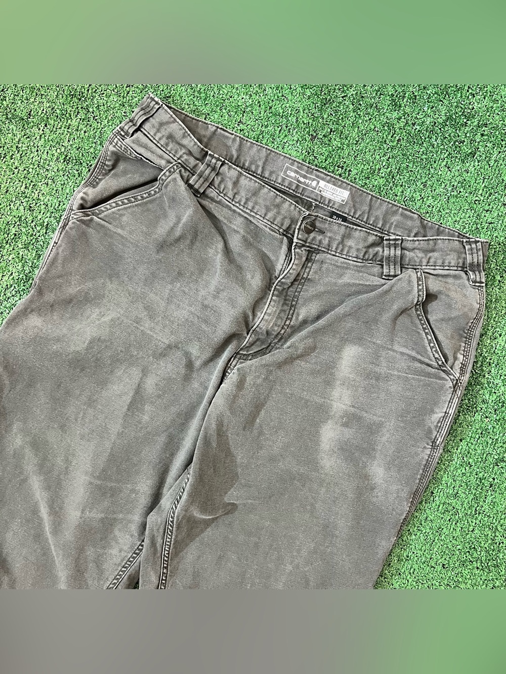 Carhartt Pants Mens 38x34 Gray Relaxed Fit Canvas Workwear Carpenter Utility - Picture 4 of 11
